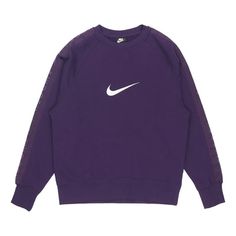 Nike MENS Sportswear Swoosh Casual Sports Crew-neck Long Sleeve Purple DA0087-525 (Men's/Embroidery/Round Neck) Sportswear Sweatshirt For Sports Season, Sports Logo Print Sweatshirt, Logo Print Sports Sweatshirt, Sportswear Sweatshirt With Logo Print For Sports, Purple Sportswear Sweatshirt For Sports, Winter Sports Tops With Embroidered Logo, Purple Crew Neck Athleisure Activewear, Nike Functional Sweatshirt For Sports, Nike Functional Sweatshirt For Sports Events