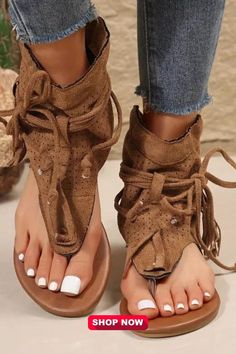 Women's Trendy Flat Sandals, Fashion Tassel Decor Clip Toe Summer Shoes, Women's Comfortable Sandals Bohemian T-strap Sandals With Round Toe For Summer, Summer Festival Closed Toe T-strap Sandals, Casual Toe Post Lace-up Sandals For Summer, Open Toe Sandals With Tassels, Trendy Closed Toe Lace-up Sandals For Beach, Casual Open Toe T-strap Sandals For Festival, Casual T-strap Sandals With Round Toe For Festival, Summer Festival T-strap Toe Post Sandals, T-strap Toe Post Sandals For Summer Festival