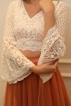 Lace Bridal Top, Lace Separates, Lace Top With Tulle Skirt, Bell Sleeves Top , Lace Crop Top, Available in Plus Sizes HEATHER - Etsy Bridal Separates Long Sleeve, Bridal Crop Top, Bell Sleeves Top, Bridal Tops, Bridal Separates, Lace Bridal, Long Sleeve Wedding, Sleeves Top, Wedding Dress Sleeves