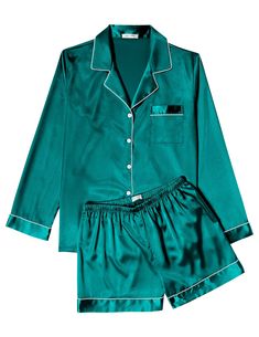 PRICES MAY VARY. Silk Pajamas for Women Set: Ekouaer pajama set is made of satin fabric. Ultra Soft Silk lounge sets for women, breathable, lightweight, keeps easeful sleeping at night Long Sleeve Top and Short: 2 piece pajama set includs a longsleeve top and shorts, classic collar and button lounge sets. Great for sleeping,casual wear or lounging around the house or yard all day Sexy Sleepwear for Women: The ladies silk pajama sets suitable for daily wearing and easy to match. Comfortable and s Summer Pjs For Women, Pjs Shorts, Pjs For Women, Summer Pjs, 12 Birthday, Satin Pajama Set, Silk Pajamas Women, Silk Pajama, Pyjamas Womens