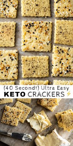 keto crackers with text overlay that reads 40 second ultra easy keto crackers