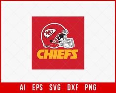 Kansas City Chiefs Helmet Clipart SVG File for Cricut Maker and Silhouette Cameo Digital Download Chiefs Helmet, Football Wallpaper, Cricut Maker, Diy Invitations, Kansas City Chiefs, Art File