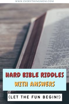 bible time Bible Riddles With Answers, Bible Games For Youth, Youth Group Bible Study, Youth Bible Lessons