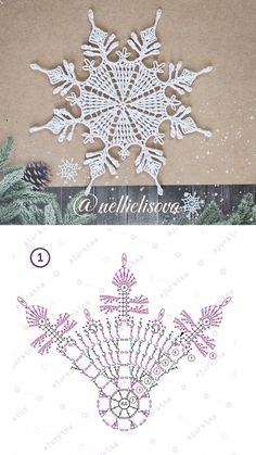 the snowflake is being made with crochet and then it's cut out