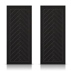 two black doors with an arrow pattern on them