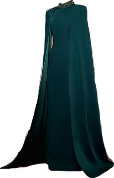 Elegant Formal Evening Dress With Cape, Elegant Cape Evening Dress For Formal Events, Formal Cape Evening Dress Fitted, Formal Fitted Cape Dress, Evening Dress With Sweep Train And Cape Shape, Evening Cape Dress With Sweep Train, Fitted Cape Evening Dress For Gala, Elegant Cape Dress For Banquet, Elegant Fitted Cape Dress