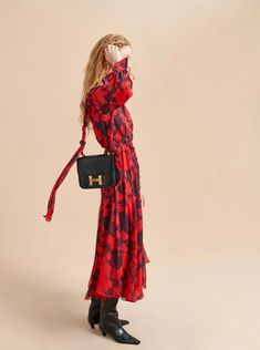 Everly Dress | La Ligne NYC Feminine Viscose Evening Dress, Evening Maxi Dress For Fall, Fall Evening Maxi Dress, Chic Flowy Midi Dress For Party, Chic Fall Maxi Dress With Flowy Skirt, Flowy Flirty Evening Dress, Flirty Flowy Dress For Evening, Flirty Flowy Evening Dress, Fall Evening Viscose Maxi Dress