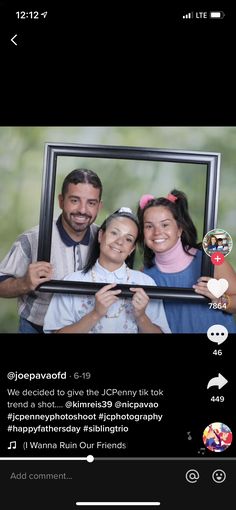 two women and a man holding up a framed photo with the caption'we decided to give the jcerny talk