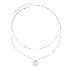 PRICES MAY VARY. Size: Multi Layer Choker Necklace, 13/15"+3" adjustable silver chain. You can wear it as a choker necklace or a normal necklace. Design: Clavicle Necklace with a full moon pendant, this dainty necklace is the perfect balance of simplicity and beauty! It is very suitable for both daily wear and party dress. Material: Both Pendant and Chain are made of Solid Sterling Silver. High polish rhodium plated. Nickel-free, Lead-free, Cadmium-free and Hypoallergenic, you may rest assured t Silver Chain Necklace With Adjustable Chain For Mother's Day, Silver Clavicle Chain Necklace For Mother's Day, White Adjustable Clavicle Chain Layered Necklace, Adjustable White Layered Clavicle Chain Necklace, Adjustable Silver Chain Charm Necklaces, Adjustable White Gold Pendant Charm Necklace, Adjustable Clavicle-length Sterling Silver Charm Necklace, Dainty Adjustable Silver Necklace, Silver Minimalist Layered Necklace With Round Pendant