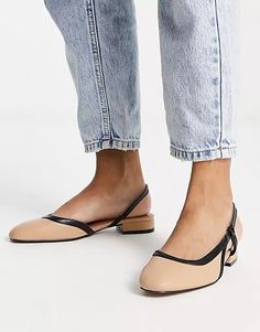 ASOS DESIGN Latte round toe sling back ballet flat in beige | ASOS Flat Beige Slingback Pumps For Spring, Beige Flat Slingback Pumps For Spring, Beige Slingback Sandals With Round Toe For Work, Beige Round Toe Slingback Sandals For Work, Beige Style, Drop Top, Sling Back, Ballet Flat, Body Fit