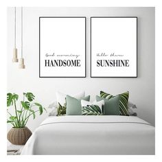 Great Bedroom Set Of Two Prints, Wall Print Wall Decor Print Art, Yoga Poster, Bedroom Wall Art Morning Handsome, Good Morning Handsome, Collage Mural, Poster Bedroom, Maximalist Wall Art, Yoga Poster, Set Of 2 Wall Art, Blue Wall Decor, Triptych Wall Art