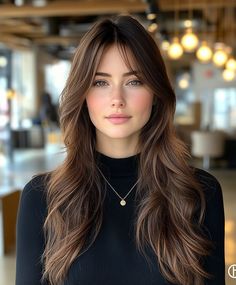 Face Framing Wispy Layers, Korean Haircut Long, Brown Hair And Grey Eyes, 2024 Hair Trends, Rambut Brunette, Hair Change, Haircut For Square Face, Layered Haircuts With Bangs, Hair Romance