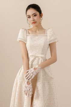 Esme A-line Square Neck Mesh Lace Midi Dress | MEAN BLVD Fitted A-line Dress With Delicate Lace, Elegant Beige A-line Lace Dress, Feminine Square Neck Dresses For Banquet, Feminine Lace Dress With Square Neck For Party, Feminine Square Neck Lace Dress For Party, Feminine Lace Dress With Square Neck For Wedding, Fitted Lace Dress With Square Neck For Evening, Beige A-line Lace Dress, Elegant Fit And Flare Lace Wedding Dress