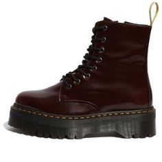 Dr.Martens Vegan Jadon II 22563600 Red Moto Boots With Round Toe For Fall, High-top Boots With Red Sole For Fall, Winter Ankle Boots With Red Sole, Red Round Toe Boots For Fall, Red Sole High-top Boots For Fall, Red Leather Martin Boots For Winter, Red Boots With Round Toe For Winter, Fall Ankle Boots With Red Sole, Red Round Toe Boots For Winter