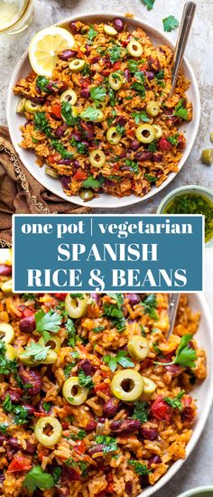 one pot, vegetarian spanish rice and beans is the perfect side dish for any meal