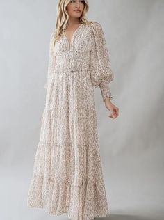 Variant: Large Maxi Dress Family Photos Fall, Feminine Fitted Maxi Dress For Fall, Chic Long Sleeve Maxi Dress For Garden Party, Flowy Feminine Maxi Dress For Fall, Feminine Flowy Maxi Dress For Fall, Elegant Fall Maxi Dress For Garden Party, Feminine Maxi Dress For Fall Day Out, Feminine Fall Maxi Dress For Day Out, Flowy Cream Maxi Dress For Fall