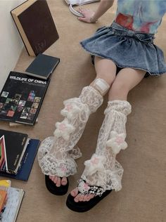 Design:Pure Lace, Fluffy StarsColor: White, Black, Beige apricot Crochet Strawberry Leg Warmers, Leg Warmer Heels, Fluffy Leg Warmers, Kawaii Leg Warmers, Lace Leg Warmers, Star Clothing, Style Kawaii, Leg Sleeves, 영감을 주는 캐릭터