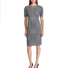 Condition: New With Tags Style Notes: Classic Sheath Knit Dress No Lining Hidden Back Zipper Women's Size: Large Stretchy: Yes Measurements 19" Armpit To Armpit 41.5" Back Of Neck To Hem. Ralph Lauren Fall Workwear Dresses, Fitted Plaid Dresses For Work, Ralph Lauren Midi Length Workwear Dresses, Ralph Lauren Midi Workwear Dress, Ralph Lauren Knee-length Work Dresses, Ralph Lauren Fitted Midi Dress, Ralph Lauren Knee-length Dress For Work, Ralph Lauren Knee-length Workwear Dress, Ralph Lauren Short Sleeve Dresses For Work