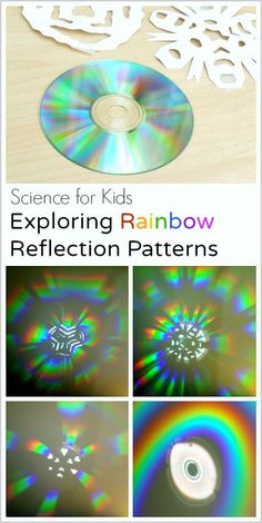 the book cover for science for kids exploring rainbow reflection patterns with cd discs and paper