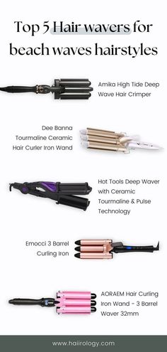 Struggling to find a right Hair waver that suits your hair type and length? I got you covered! I've compiled a list of the best hair wavers for creating long-lasting and simple beach waves hairstyles at home. Head over to my blog to also learn about how to get beachy waves, the difference between a three barrel curling iron and a deep barrel waver, how to make beach waves and more! | Hair styling tools for Straight, Wavy and curly hair Best Hair Waver Iron, Deep Waver Iron Hairstyles, Waver Iron Hairstyles, Curling Iron For Beach Waves, Beach Waves Hairstyles, Three Barrel Curling Iron, Beach Waves Curling Iron, Hair Waver Iron, Beach Wave Spray