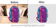 before and after images of a backpack