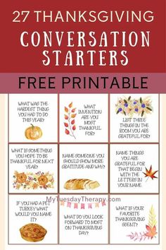 thanksgiving conversation starter with free printables