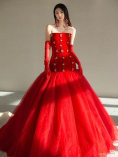 Luxury Red Designer Dresses, Luxury Princess Style Red Dress, Luxury Elegant Red Victorian Dress, Luxury Red Tulle Dress, Red And Black Runway Dress, Classy Fashion Chic, Pastel Dresses, Embroidered Tops, Girls Dress Outfits