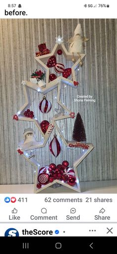 a christmas tree made out of star shaped objects