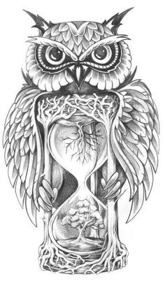 Mythology-Inspired Tattoo Designs Owl Tat, Owl Tattoo Drawings, Tattoo Painting, Owl Drawing, Hourglass Tattoo, Tattoo Zeichnungen, Owl Tattoo Design, Geometric Tattoos, Geniale Tattoos