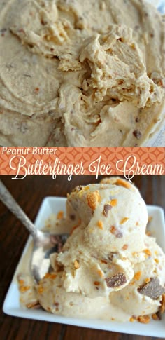 peanut butter butterfinger ice cream in a bowl