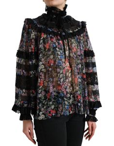 DOLCE & GABBANA Gorgeous brand new, 100% Authentic Dolce & Gabbana black floral long sleeves blouse top with lace trim. Model: Long sleeve top Material: 100% Silk Color: Black with multicolored floral print Back zipper closure Logo details Made in Italy Sleeves Blouse, Dolce E Gabbana, Floral Print Blouses, Elegant Floral, Guess Jeans, Dolce & Gabbana, Blouse Top, Silk Blouse, Black Floral