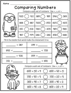 comparing numbers worksheet for students to use in the classroom, including two different types of