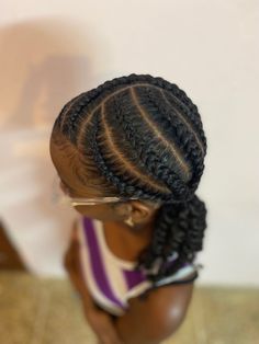 Baby Cornrow Hairstyles Girl, Cornrows For School Natural Hair, Back To School Cornrow Hairstyles Natural Hair, Braid Out Pattern Natural Hair, Cornrows Hairstyles For School, Preschool Braid Styles, Black Kids Cornrows Hairstyles, Cornrow In Two Puffs, Simple Braid Hairstyles For Kids