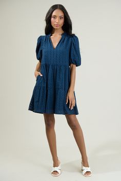 Jacey Babydoll Eyelet Mini Dress – Sugarlips Chic Short Sleeve Eyelet Dresses, Eyelet Short Sleeve Dresses For Brunch, Short Sleeve Eyelet Dress For Brunch, Eyelet Dress, Holiday Weekend, Puff Sleeves, Baby Dolls, Puff Sleeve, No Response