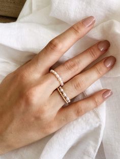 Everyones favorite rings to stack now in a bundle set! Our Mar, Paraiso and Beaded Ring make the perfect, delicate ring combo, a total value of $100. Saves you 20%. Materials: Freshwater pearls & 14k gold-filled Waterproof & tarnish resistant Rings Pretty, Quality Rings, Jewerly Ring, Pinky Rings, Golden Rings, Ring Inspiration, Ring Inspo, Gold Pearl Ring, Freshwater Pearl Ring