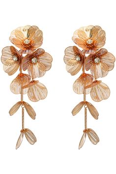 Beautiful bouquet earrings. The unique and beautiful design is sure to fascinate you. A touch of romance makes them perfect for your next night out! These earrings are made of alloy and measure 4.8 inches long and 2 inches wide. Garden Goddess, Flower Earrings Gold, Floral Pendant, Best Gifts For Her, Floral Jewellery, Metal Flowers, Large Earrings, Metal Earrings, Floral Earrings