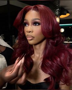 Red Hair Wig Black Women, Peekaboo Hair, Frontal Wig Hairstyles, Hair For Women, Glueless Wigs, Sew Ins, Protective Hairstyles Braids, Red Wigs, Burgundy Hair