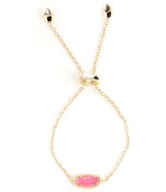 From Kendra Scott&#x2C; this bracelet features:Whether you like your bracelets loose or close to the wrist&#x2C; our Elaina Adjustable Chain Bracelet is a delicate addition to any arm party. Chain bracelet14k gold plated over brassAdjustable sliding clasp closureApprox. 0.38" L x 0.75" W stationary pendant; 9" L circumferenceImported.Please note: Due to the one-of-a-kind nature of the medium&#x2C; exact color pattern Target Jewelry For Teens, Kenra Scott Bracelet, Kendra Scott Merrick Chain, Kendra Scott Chantal Bracelet, Pink Adjustable Chain Bracelet, Pink Adjustable Bracelet Jewelry, Adjustable Pink Chain Bracelet, Pink Bracelet With Extender, Pink Adjustable Charm Bracelet