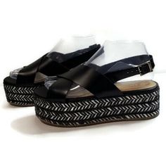 Black Color Platform Crisscross Front Slingback Size 7 New Without Tags May Have Try On Marks Black Platform Slingback Sandals For Summer, Black Open Toe Platform Slingback Sandals, Vacation Cross Strap Wedge Sandals, Chic Platform Slingback Sandals For Vacation, Chic Sandals With Straps And Round Toe, Black Platform Slingback Sandals For Spring, Chic Slingback Sandals With Strap For Vacation, Chic Black Slingback Sandals With Straps, Chic Cross Strap Sandals For Vacation