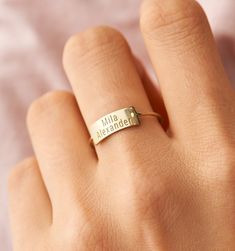 Large Personalized Bar Ring                      – Rellery Earth Rings, Weddings Rings, Bar Ring, Name Rings, Love Jewelry, Personalized Ring, Clothes Outfits, Name Jewelry, Brilliant Earth