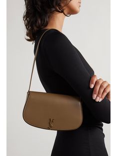 SAINT LAURENT Mini leather shoulder bag | NET-A-PORTER Classic Baguette Bag For Office With Dust Bag, Sleek Leather Shoulder Bag For Everyday Luxury, Modern Formal Baguette Bag With Leather Lining, Classic Formal Baguette Bag With Smooth Grain, Fashion Content, Saint Laurent Bag, Small Bag, Net A Porter, Women Collection