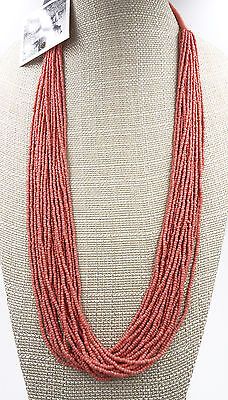 New multi strand Coral colored glass seed bead necklace. Multi-strand Beaded Necklace With Large Beads, Glass Seed Bead Necklace, Big Pearl Necklace, Fancy Jewelry Necklace, Handcrafted Silver Jewelry, Beaded Necklace Designs, African Necklace, Indian Jewellery Design Earrings, Bead Loom Patterns