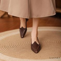 Lasaky - Simple yet Sophisticated Ankle Boots with Chunky Heels Chic High Heels, Brown High Heels, Brown Pumps, Rough Heels, Low Heel Pumps, High Heel Mules, Shoe Sole, Low Heel Sandals, Chestnut Brown