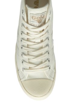 Embrace retro style in this high-top cotton canvas sneaker swiped with signature stripes on the side for branded detail. Lace-up style Textile upper and lining/rubber sole Imported White Sporty High-top Sneakers With Lace-up Fastening, White High-top Sneakers With Lace-up Fastening, White High-top Sneakers With Lace-up Fastening For Streetwear, Casual White High-top Sneakers With Lace-up Fastening, Sporty Canvas Sneakers With Lace-up Fastening, Sporty Canvas Sneakers With Canvas Lining, Sporty Sneakers With Canvas Lining, Canvas High-top Sneakers With Front Lace-up Fastening, Sporty Lace-up Sneakers With Canvas Lining