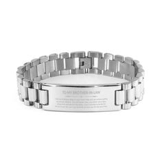 Our Brother-in-law Ladder Stainless Steel Engraved Bracelet is a beautifully handcrafted accessory that stands the test of time. This unique, tailor-made piece is the epitome of elegance, making it the perfect gift for birthdays, anniversaries, or to show appreciation to someone special. The message reads: I want you to believe deep in your heart that you can achieve anything you put your mind to. You will never lose; you either win or learn. Just go forth and aim for the skies. I can't promise Meaningful Engraved Bracelets For Promise, Meaningful Engraved Promise Bracelets, Personalized Promise Bracelet With Meaningful Style, Inspirational Engraved Promise Bracelets, Inspirational Engraved Bracelets For Promise, Silver Bracelets With Engraving Option For Birthday, Meaningful Engraved Stainless Steel Bracelets, Engraved Stainless Steel Meaningful Bracelets, Engraved Stainless Steel Bracelets