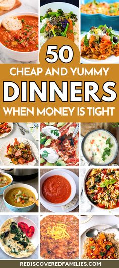 the cover of 50 cheap and yummy dinners when money is tight