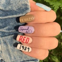 Taylor Swift Nails All Albums, Taylor Swift Nails Inspired Albums, Taylor Swift Concert Nail Ideas, Taylor Swift Nails Albums, Taylor Swift Acrylic Nails, Taylor Swift Album Nails, Taylor Swift Concert Nails, Taylor Swift Eras Nails, The Eras Tour Nails