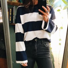 Nwt Navy Blue And White Striped Top. It Has A Slight Bell Sleeve. This Is A Fall2019 Product And I Haven’t Worn It Since I Bought It So I Figured It’s Time To Pass It On :) Trendy Blue Top With Contrast Stripes, Blue Striped Sleeve Tops For Fall, Blue Tops With Striped Sleeves For Fall, Blue Cotton Top With Striped Sleeves, Crop Top And Shorts, Oversized Top, Bell Sleeve, Madewell, Bell Sleeves