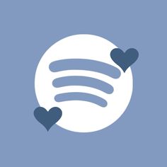 two hearts are in the shape of a music note on a blue background with a white circle