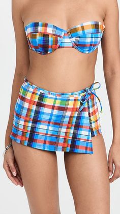 STAUD Mira Swim Skirt | Shopbop Statement Sandals, Madras Plaid, Swim Skirt, Medical Problems, China Fashion, Swimsuit Cover, Healthcare Professionals, Boy Shorts, Plaid Pattern